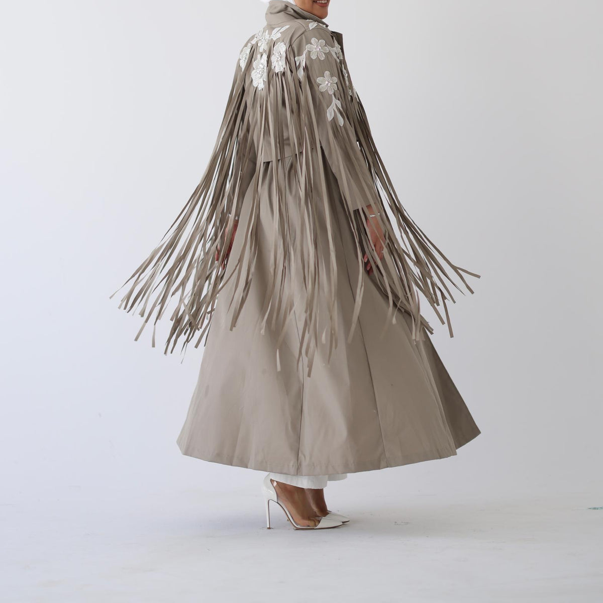 Fringed trench coat Olive