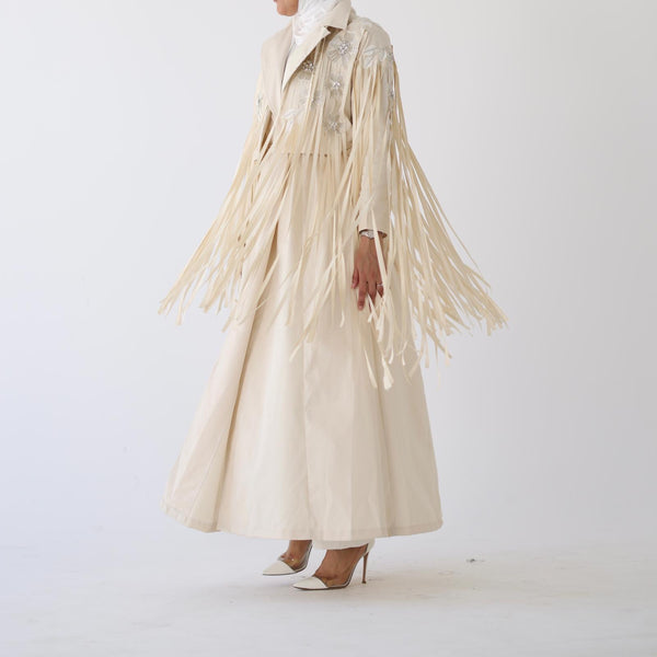 Fringed trench coat Beige