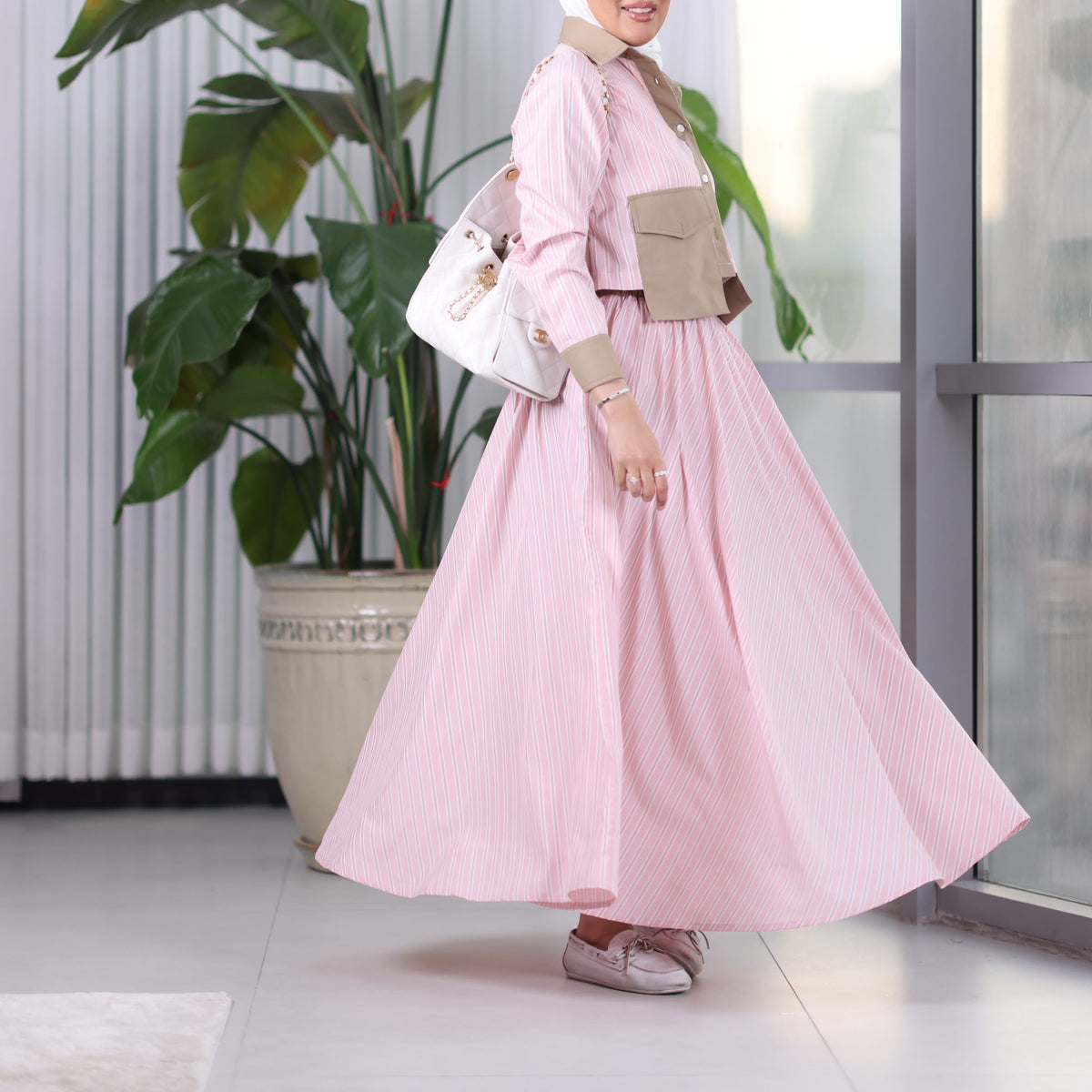 The Rosalie Dress – Blush Stripe