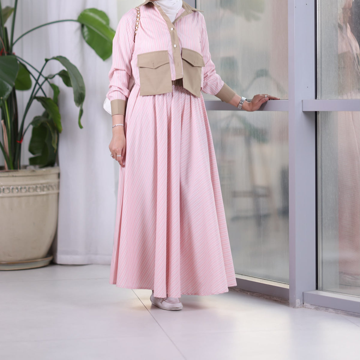The Rosalie Dress – Blush Stripe