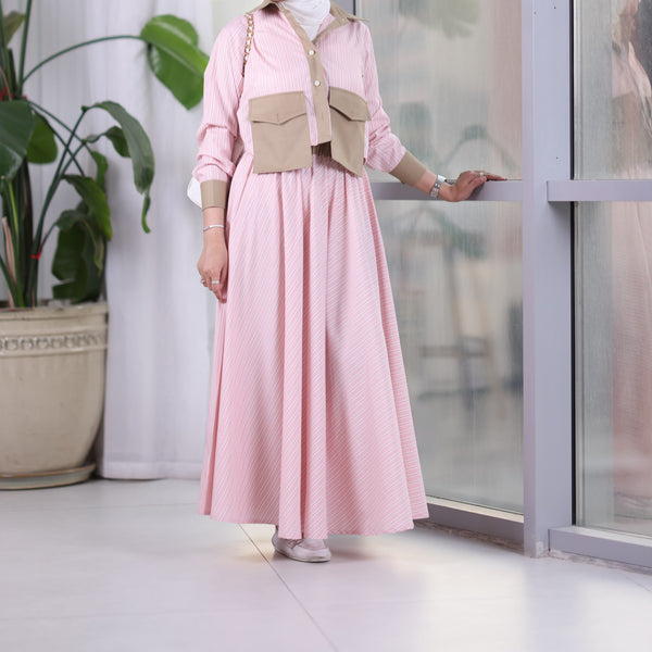 The Rosalie Dress – Blush Stripe